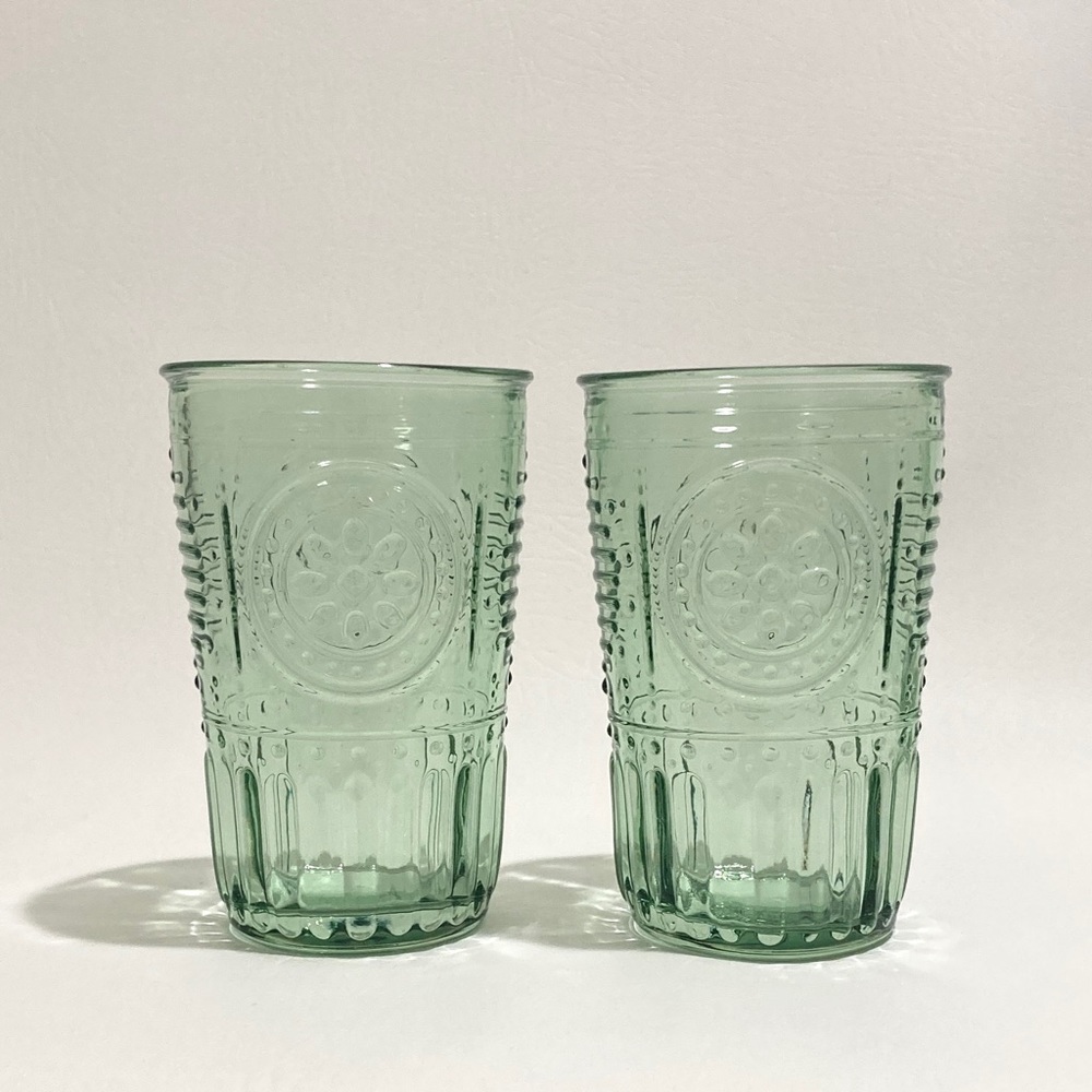 Set 4, Bormioli Rocco Green Tumbler Made In Italy